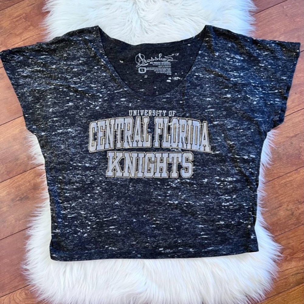 UCF University of Central Florida Marbled Gray Cropped T-Shirt-Size L